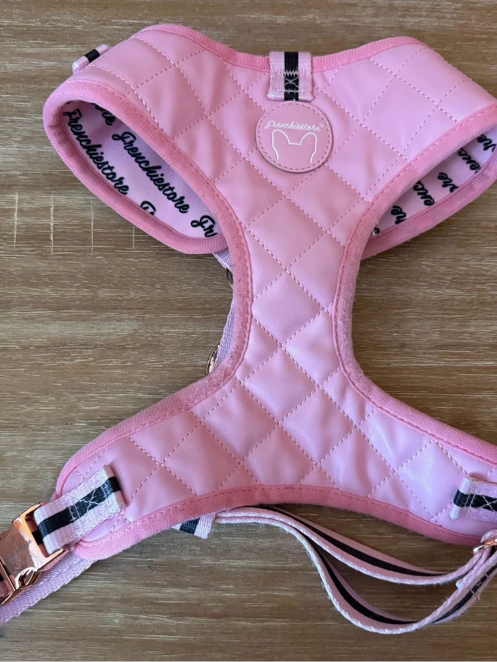 Frenchiestore Quilted Pink Dog Harness - Soft Padded Comfort